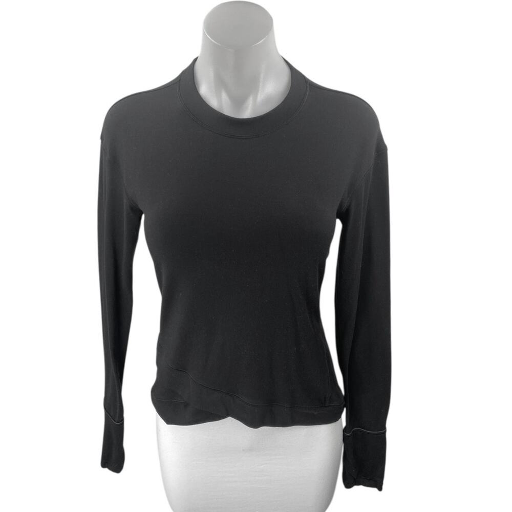 Lululemon Close To Crossing Women's Black Long Sleeve Athletic T Shirt Top Sz 6